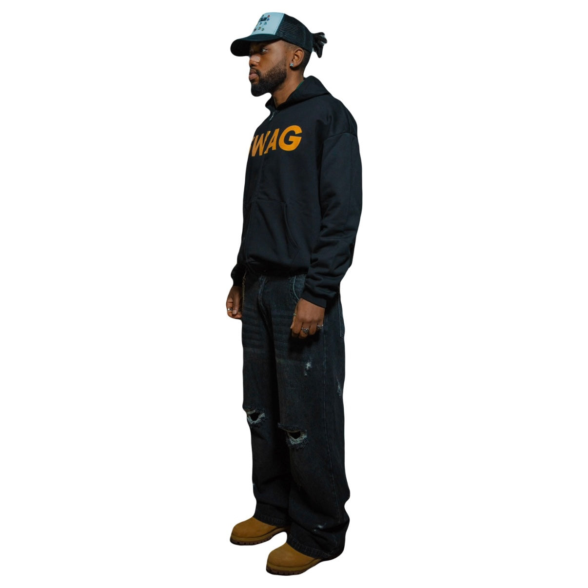 Black "SWAG" Zip Hoodie